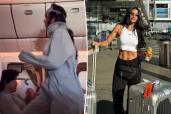 Mexican ex-soap opera star and fitness influencer Barabara de Regil was ripped online after performing a full "body pump" workout during a long-haul flight.