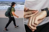 Marine veteran trains every morning on the beach to stay in shape just like when she was on active duty.