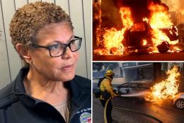 Stone-faced LA Mayor Karen Bass refuses to answer questions about absence as wildfires rage across her city